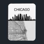 Chicago Illinois City Skyline With Map Magnet<br><div class="desc">The city skyline of Chicago,  Illinois including landmarks with the map of Chicago underneath.</div>