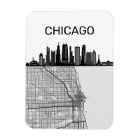 Chicago Illinois City Skyline With Map