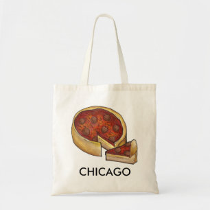 Chicago Illinois Deep Dish Pepperoni Cheese Pizza Tote Bag