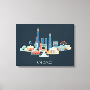 Chicago, Illinois Design in Blue Canvas Print