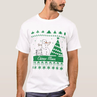 Chicago Illinois Dog Peeing Snowman Tacky Sweater