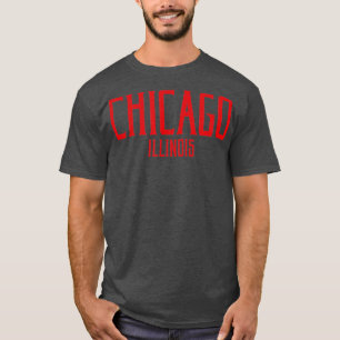 Chicago Illinois IL Vintage Text Red Print T-Shirt