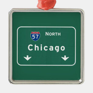 Chicago Illinois Interstate Highway Freeway Road : Metal Ornament