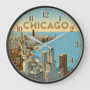 Chicago Illinois Lakefront Skyline Large Clock
