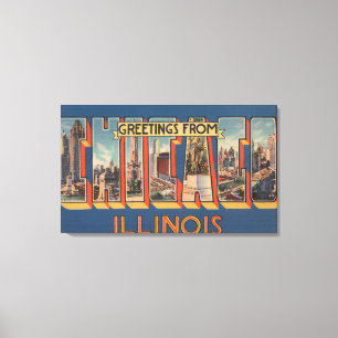 Chicago, Illinois - Large Letter Scenes Canvas Print