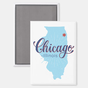 Chicago Illinois Map Magnet