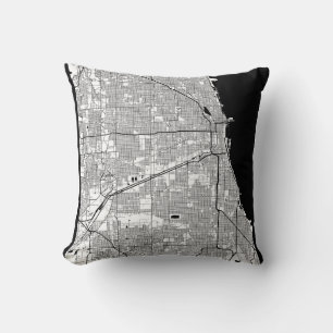 Chicago Illinois Map Throw Pillow
