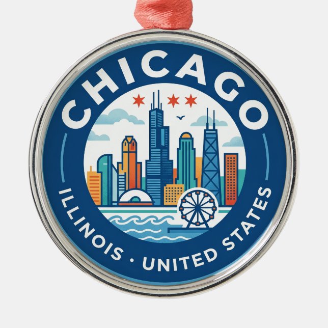 Chicago Illinois Metal Ornament (Front)