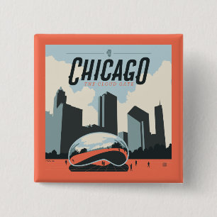 Chicago, Illinois   Millennium Park 2 Inch Square Button