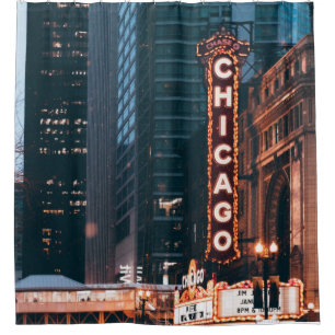 Chicago Illinois Neon Sign At Night