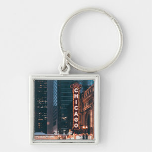 Chicago Illinois Neon Sign At Night Keychain