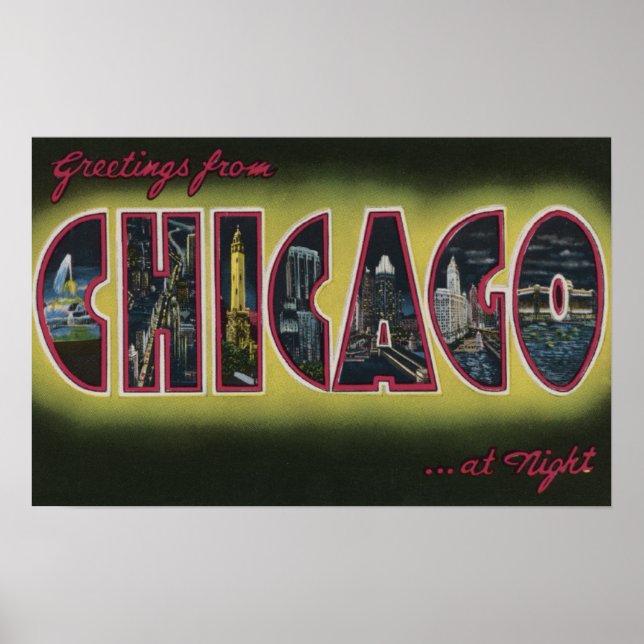 Chicago, Illinois (Nighttime) Poster (Front)