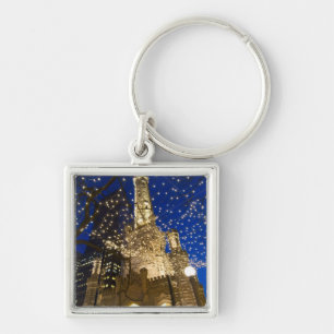 Chicago, Illinois, Old Water Tower with holiday Keychain