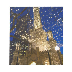 Chicago, Illinois, Old Water Tower with holiday Notepad