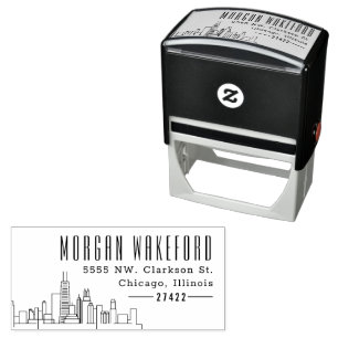 Chicago, Illinois Resident   Modern Deco Skyline  Self-inking Stamp