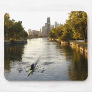 Chicago, Illinois, Rowers in Lincoln Park lagoon Mouse Pad