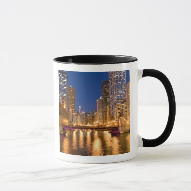 Chicago, Illinois, Skyline and Chicago River at Mug (Right)