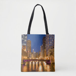 Chicago, Illinois, Skyline and Chicago River Tote Bag
