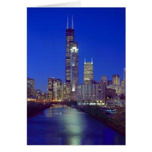 Chicago, Illinois, Skyline at night with Chicago