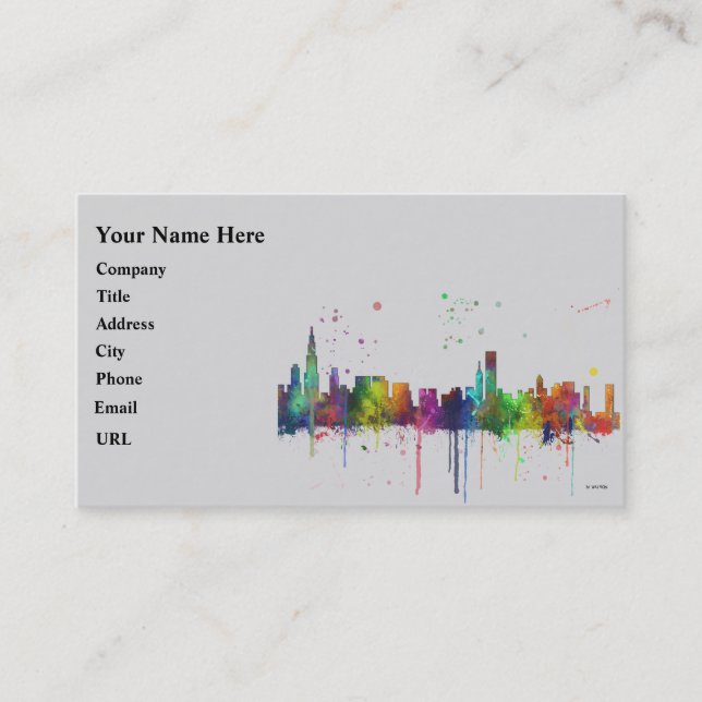 CHICAGO, ILLINOIS SKYLINE BUSINESS CARD (Front)