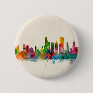 Chicago Illinois Skyline Cityscape 2 Inch Round Button