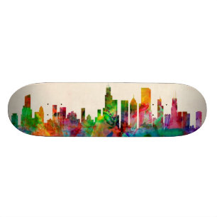 Chicago Illinois Skyline Cityscape Skateboard