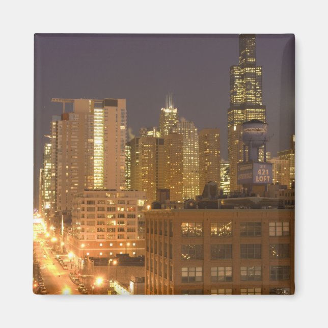 Chicago, Illinois, Skyline from West Loop at Magnet (Front)