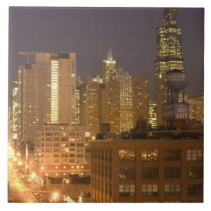 Chicago, Illinois, Skyline from West Loop at Tile