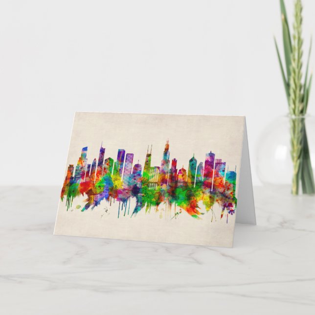 Chicago Illinois Skyline Holiday Card (Front)