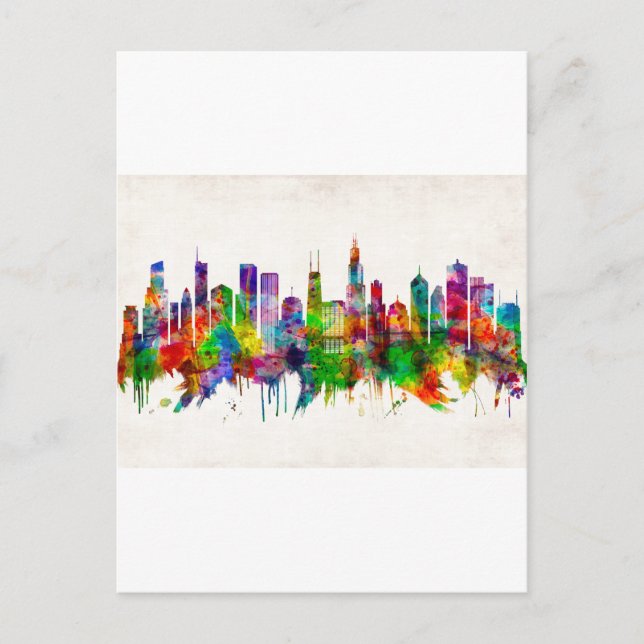 Chicago Illinois Skyline Invitation Postcard (Front)