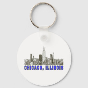 Chicago, Illinois Skyline Keychain