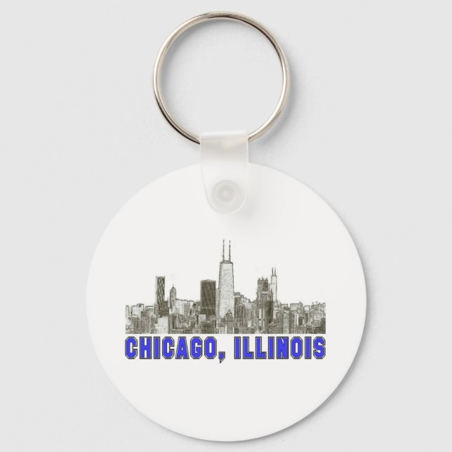 Chicago, Illinois Skyline Keychain (Front)