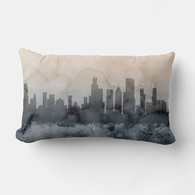Chicago Illinois Skyline Lumbar Pillow (Front)