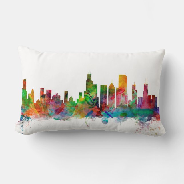 Chicago Illinois Skyline Lumbar Pillow (Front)
