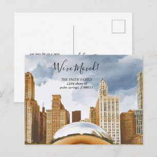 Chicago Illinois Skyline Moving Announcement Postcard