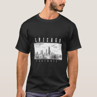 Chicago Illinois Skyline Pride Black White Chicago T-Shirt
