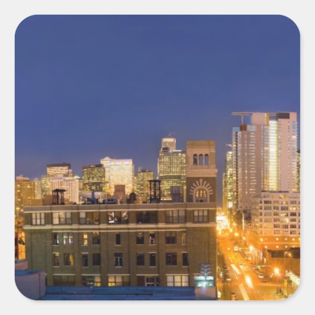 Chicago, Illinois, skyline shot from West Loop Square Sticker (Front)