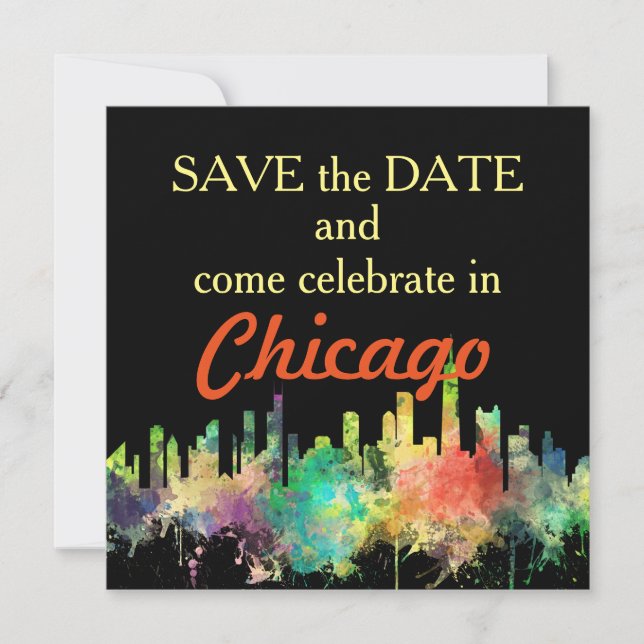 CHICAGO, ILLINOIS SKYLINE SP - SAVE THE DATE (Front)