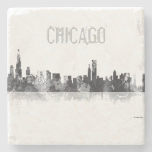 CHICAGO ILLINOIS SKYLINE - stone drinks coaster