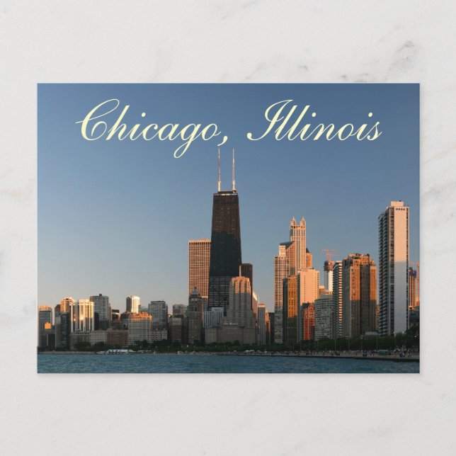 Chicago Illinois Skyline Sunrise Travel Post Card (Front)