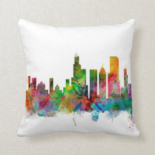 Chicago Illinois Skyline Throw Pillow