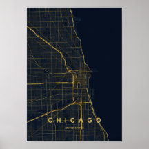 Chicago Illinois Stylized Map Print | Modern Highl
