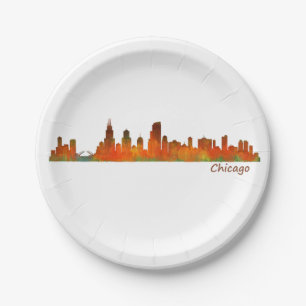 Chicago Illinois U.S. City skyline v01 Paper Plate