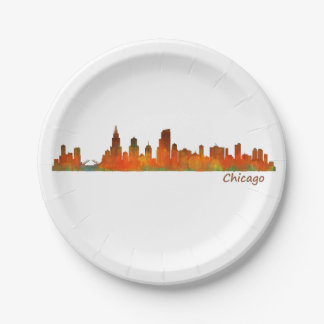 Chicago Illinois U.S. City skyline v01 Paper Plate