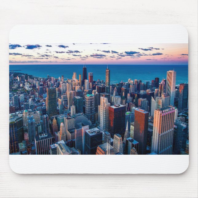 Chicago Illinois USA - Chicago Skyline At Sunset Mouse Pad (Front)