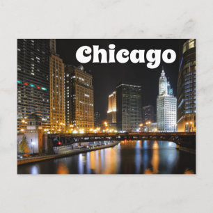 Chicago Illinois USA - Night Chicago Skyline Postcard