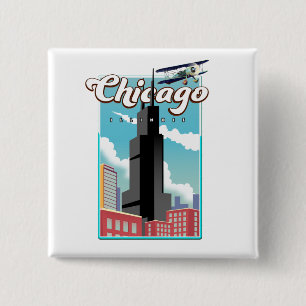 Chicago Illinois USA travel poster 2 Inch Square Button