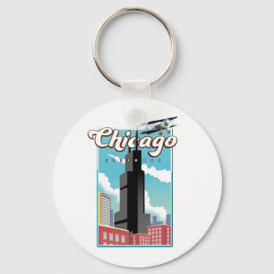 Chicago Illinois USA travel poster Magnet Keychain