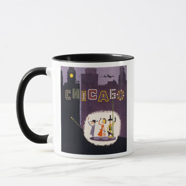 Chicago Illinois Vintage Retro Travel Poster Mug (Left)