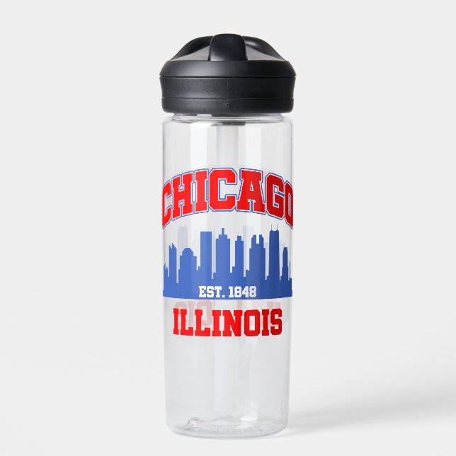 Chicago,Illinois Water Bottle (Front)